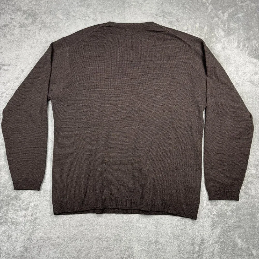 Banana Republic Merino Wool V-Neck Knit Sweater Brown Minimalist Preppy XL